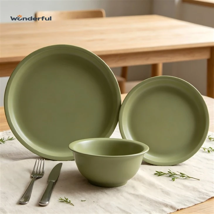 Sage Green Minimalist Stoneware Dinnerware Set factory